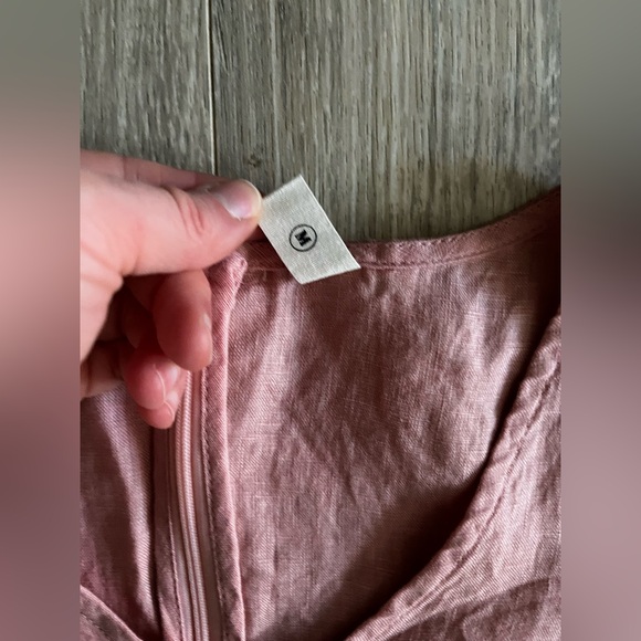 Grae Cove Women’s Pale Pink Midi 100% Linen Dress Ruffle - Size Medium - Picture 5 of 9